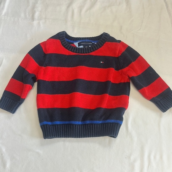 Tommy Hilfiger - Red and Blue Striped knit Sweater - Picture 1 of 3